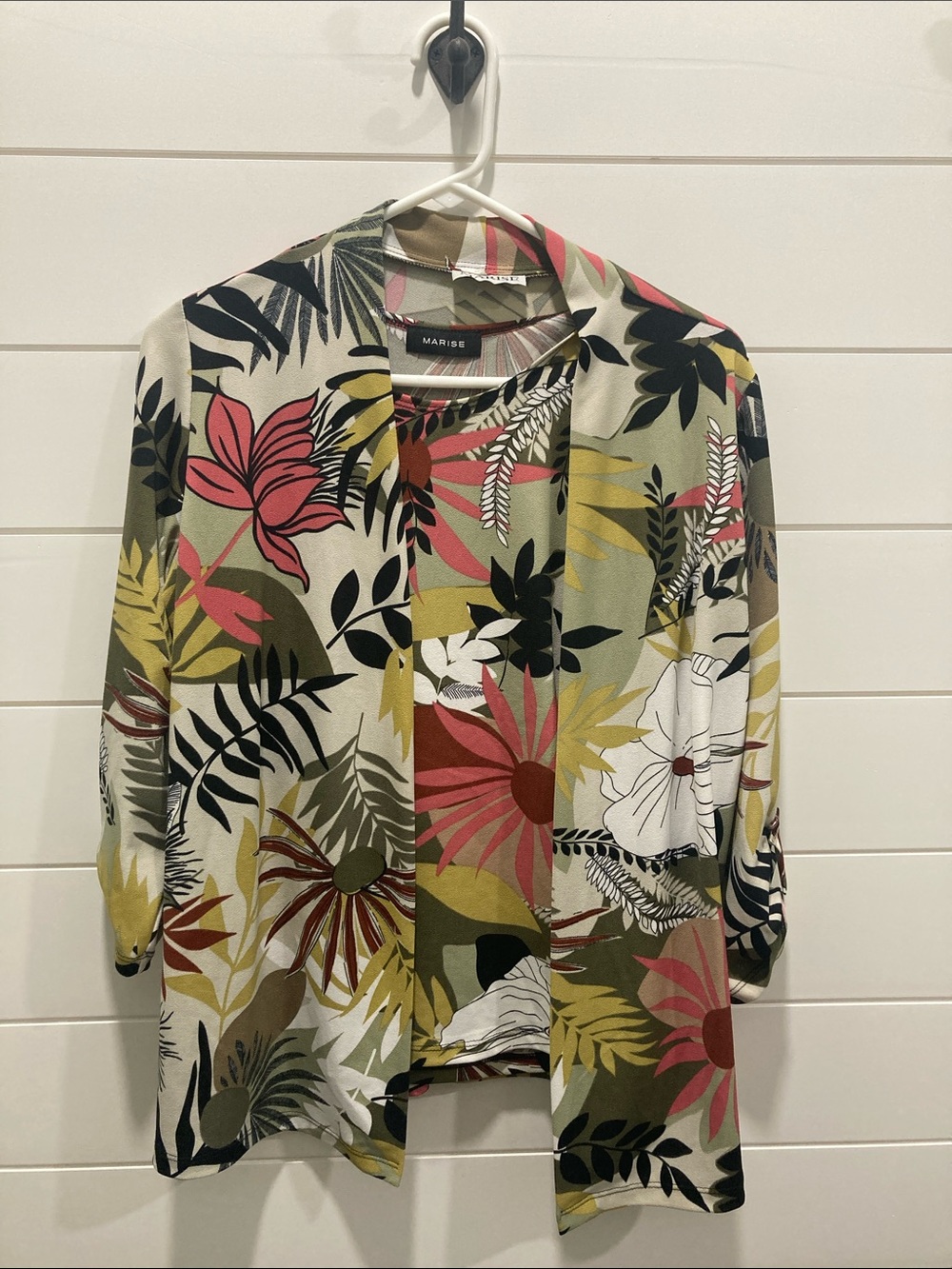 MARISE Tropical Floral Knit 2-Piece Twin Set-Cardigan & Sleeveless Top - Size XS
